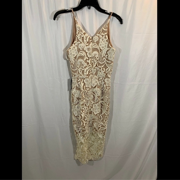 NEW Dress the Population‎ 'Marie' Lace Midi Dress in Ivory/Nude [SZ Small ] - Picture 7 of 8